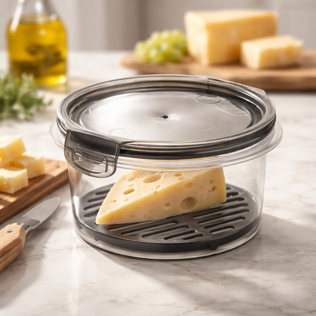 Pote Queijeira C/ Escorredor Hermético Trava Lateral Queijo Minas Soro Cozinha Geladeira Resistente
