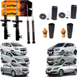 Kit 4 amortecedor + kit batente Cobalt Onix Spin Prisma Joy.