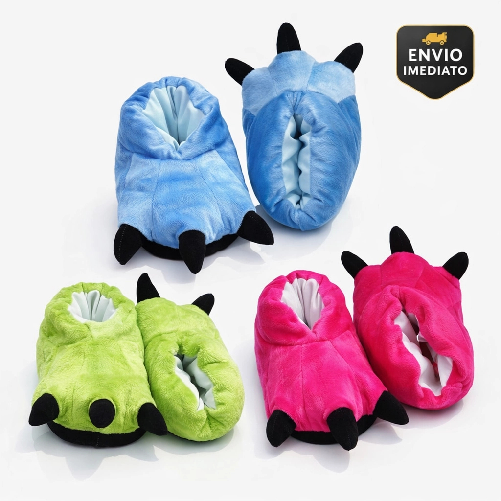 Pantufa feminina e masculina garra super macia antiderrapante - pelúcia premium (AZUL,ROSA,VERDE) em Oferta na Shopee