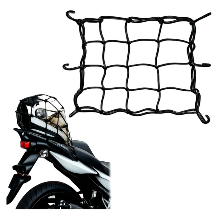 Elastico 1,50 Mts + Rede Capacete 35X35 Pesca Carga motoboy entregas