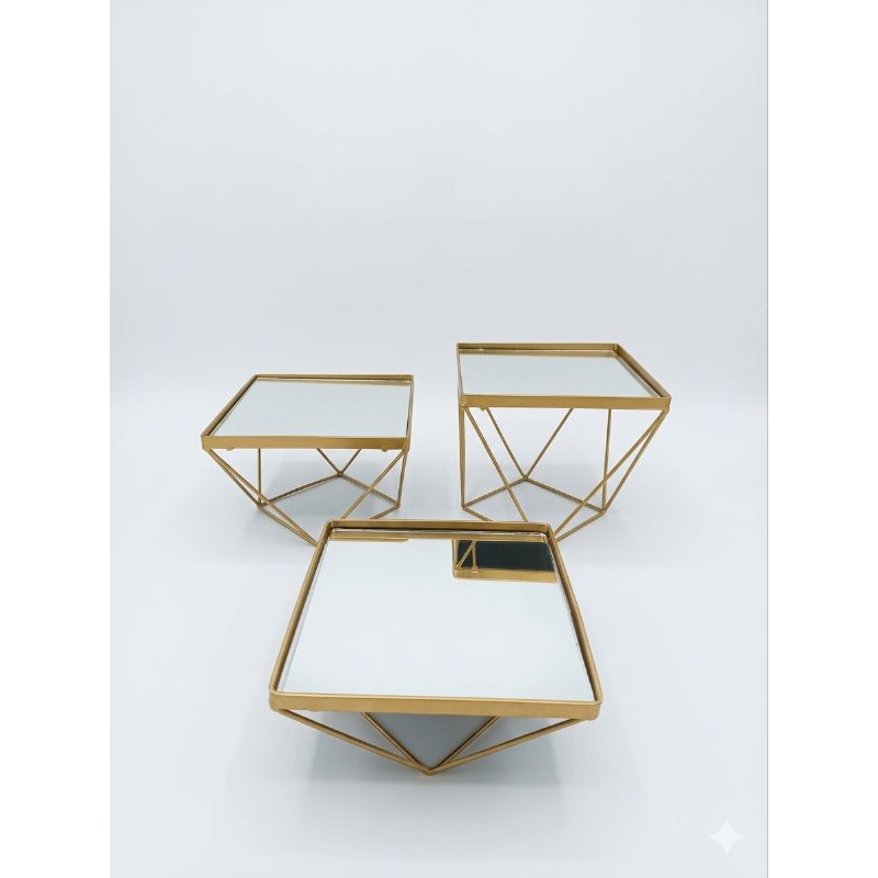 bandejas diamante kit 3 peças porta doces decoração festa em Oferta na Shopee