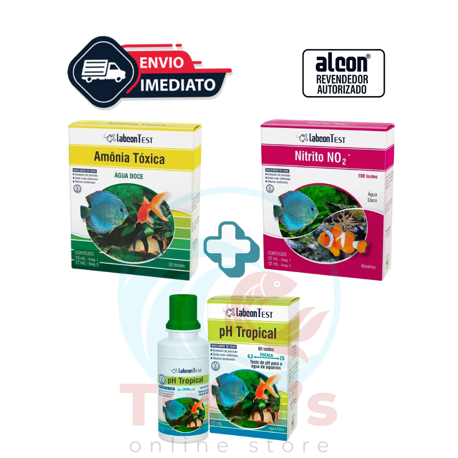 Kit 3 Testes para Aquário de Peixes - Amônia + Teste PH + Nitrito Alcon em Oferta na Shopee