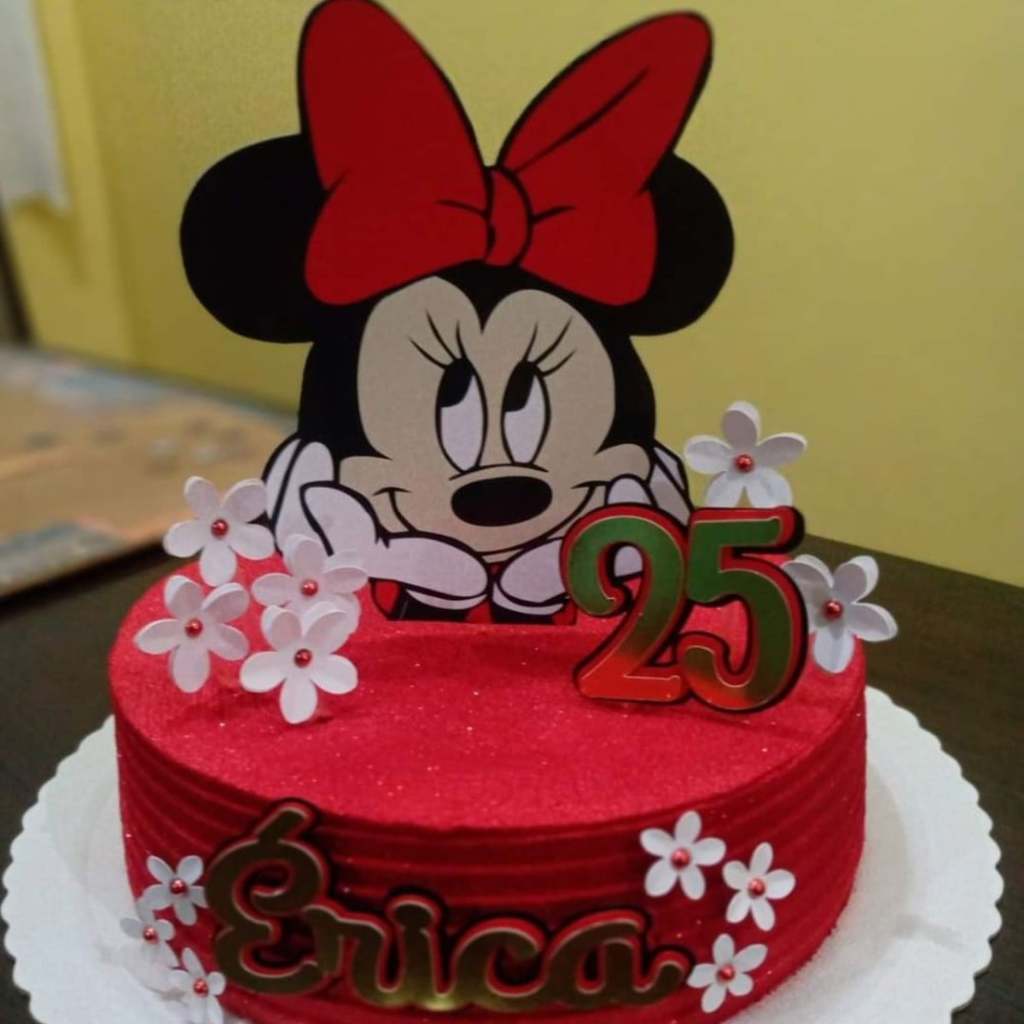 Topo de bolo Minnie vermelha 3D/Topper de bolo Minnie vermelha