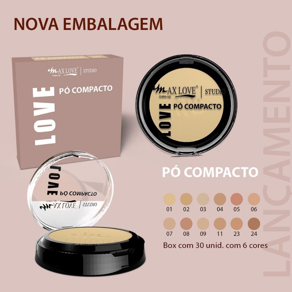 Pó Compacto Max Love Matte Ultra fino Vegano Hd Escolha A Cor em Oferta na Shopee