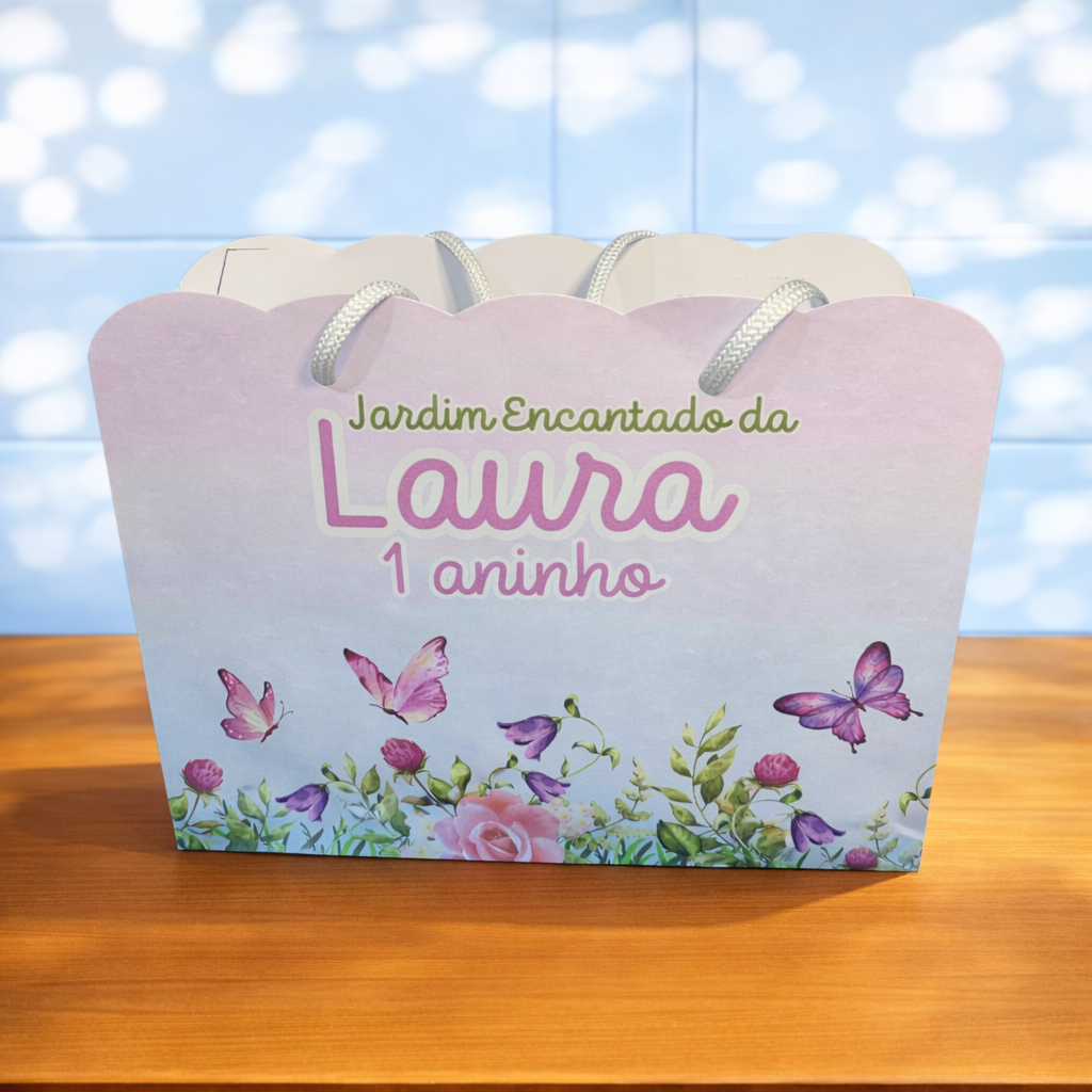 KIT 10 A 40 SACOLINHAS PERSONALIZADAS JARDIM ENCANTADO INFANTIL LEMBRANCINHA ANIVERSÁRIO | PEGUE E MONTE
