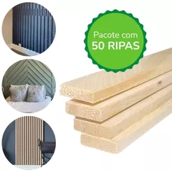 KIT 50 Ripas para Artesanatos - Régua de Madeira Pinus Seca e Aparelhada 3 x 0,5 x 100 cm