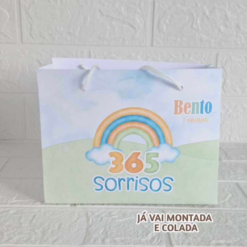 Sacolinha Personalizada 365 sorrisos ( já vai montada) Lembrancinha |Aniversário |Festa Infantil