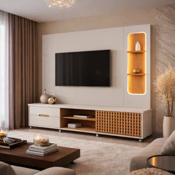 "Black Friday* Estante Home Rack Sala de Luxo Brise 2,10m Lukaliam Móveis Para TV até 70" C/ Led no Nicho
