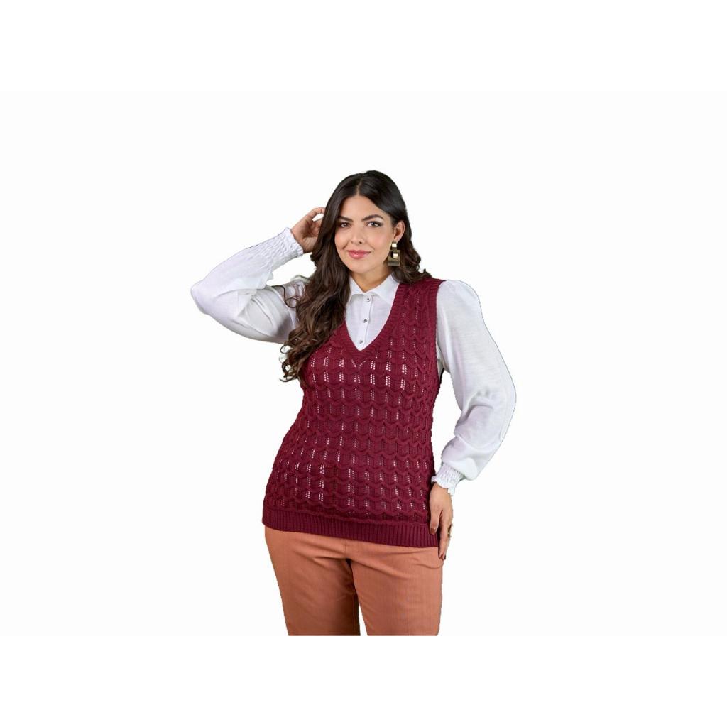 Colete Plus Size Feminino Alongado Canelado Elegante Casual Tricot Blusa Colete tamanho GG