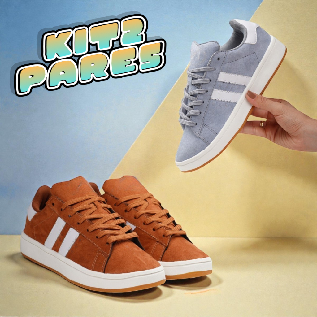 KIT 2 PARES Tênis Street Camurça Premium Sola Grossa Casual Urbano Confortável 34 ao 39