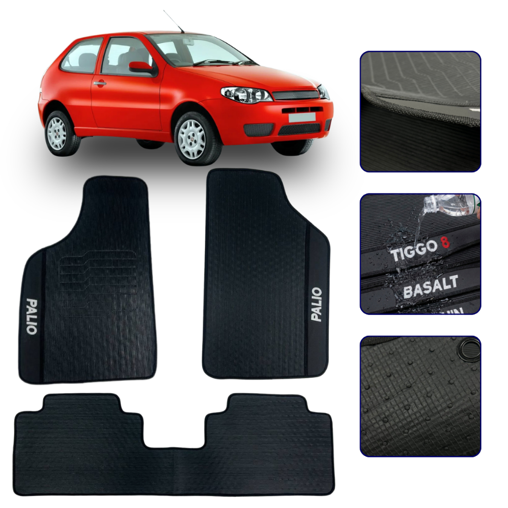 Jogo de Tapete Emborrachado Para Palio Fire 2012 a 2017 Kit Automotivo