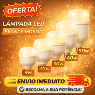 Lâmpada Led 50w, 40w, 30w, 20w Branca Morna 3000k Amarelada Economica em Oferta na Shopee