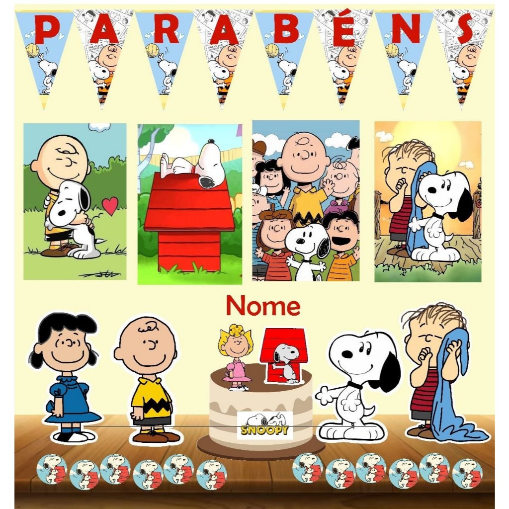 DECORAÇÃO SNOOPY - KIT FESTA EM CASA TEMA SNOOPY - mesversario Snoopy