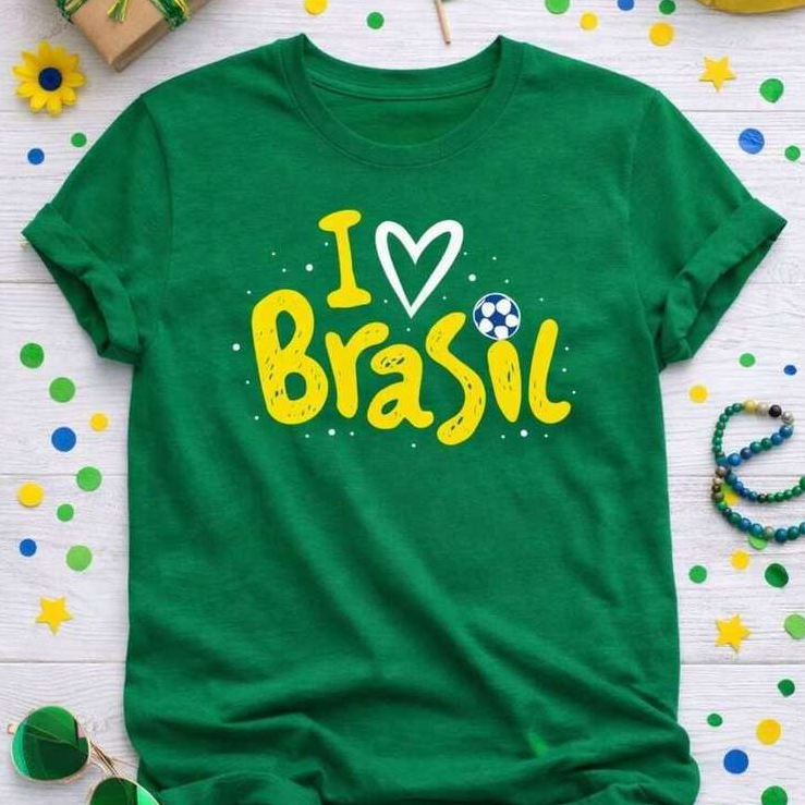Camiseta Blusa Feminina Copa do Mundo Camisa Brasil Seleção Brasileira Personalizada  100% algodão