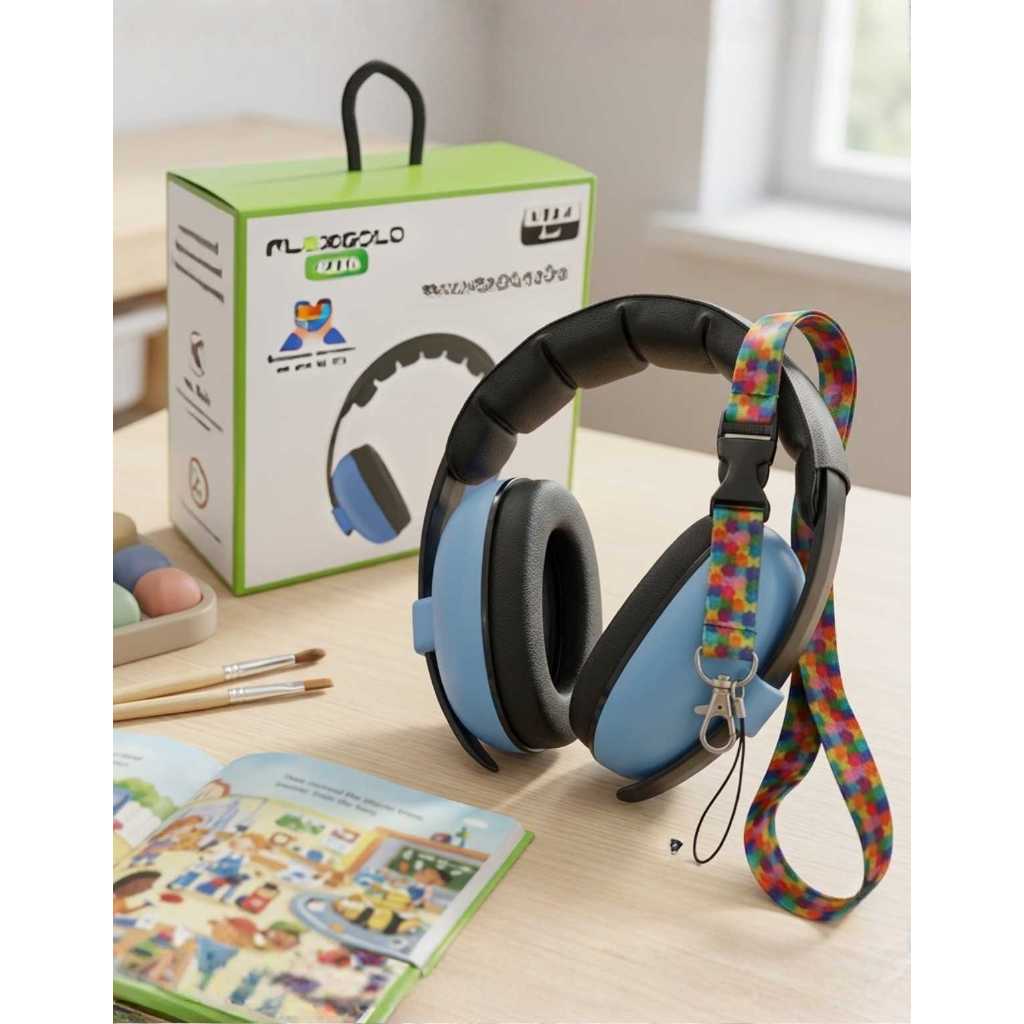 Kit Abafador Prote Ruído Infantil Ajustável Cordão Segurança
