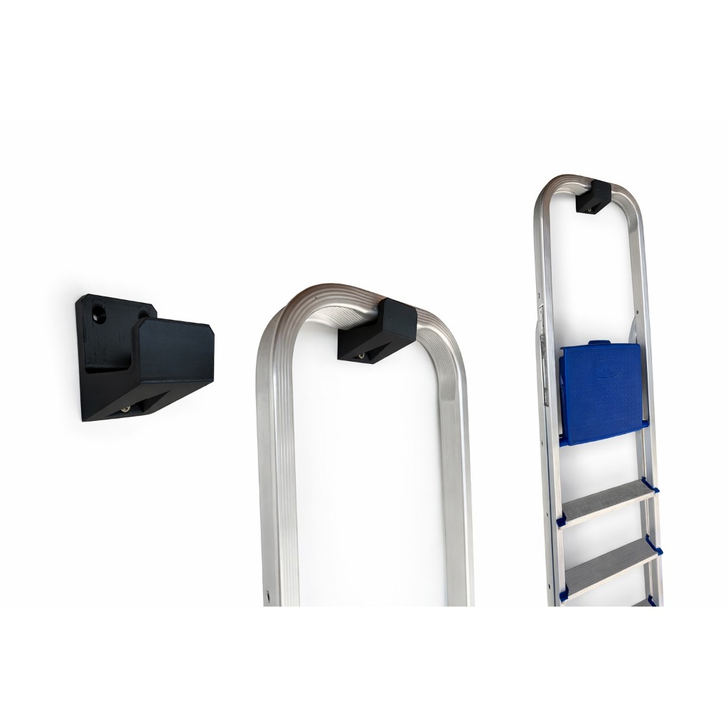 Suporte Preto para Escada de Alumínio – PLA Resistente – Até 8 Degraus