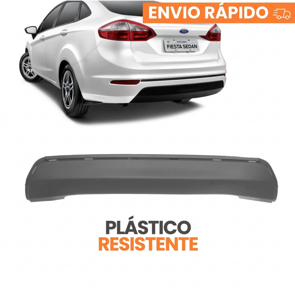 Moldura Parachoque Traseiro Ford New Fiesta Sedan 2013/2017 Preto
