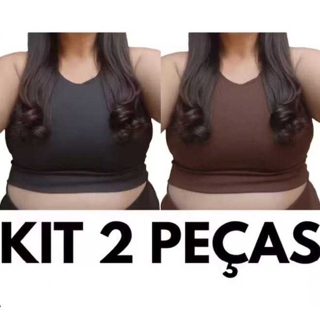 Kit 2 Top Cropped Nadador Curve Plus Size G1 G2 G3 G4 G5 G6 Grosso Fitness