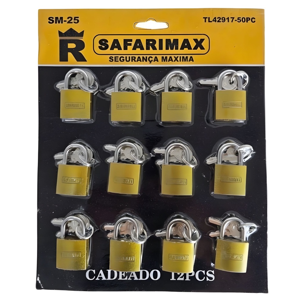 CADEADO 20MM CARTELA DE 12 UN TOP 2 CHAVES