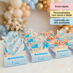 Porta Bis Duplo Fundo do mar Personalizado com Nome e Idade – Lembrancinha Infantil Festa Infantil
