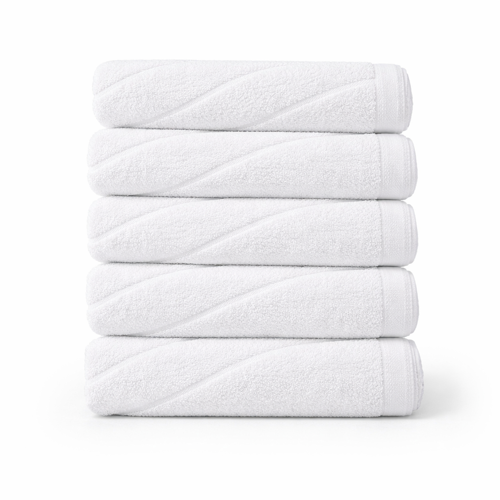 Kit 5 Toalhas de Piso Gaia Luxo Branco Hotel Pousada Spa Tapete Felpudo Gramatura Alta 680g Geométrico