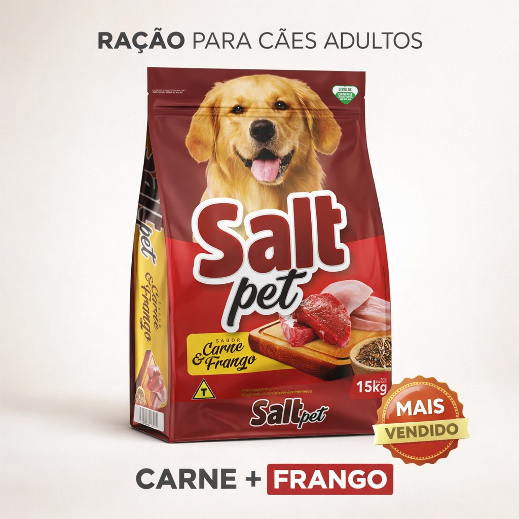 Ração Premium 15kg Frango e Carne para Cães Médio e Grande  Porte Alta Nutrição