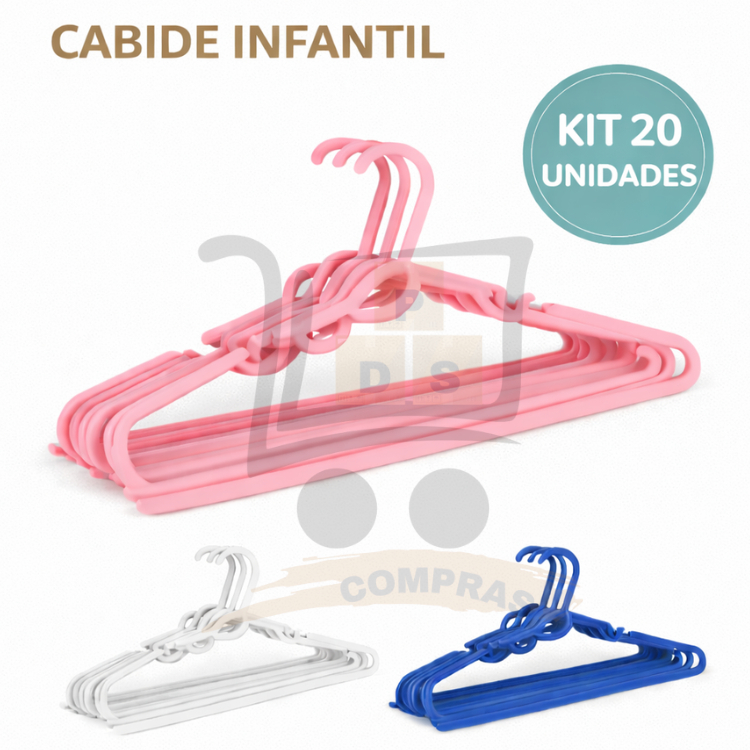 Kit 20 Cabide Infantil Bebe Plastico Reforçado em Oferta na Shopee