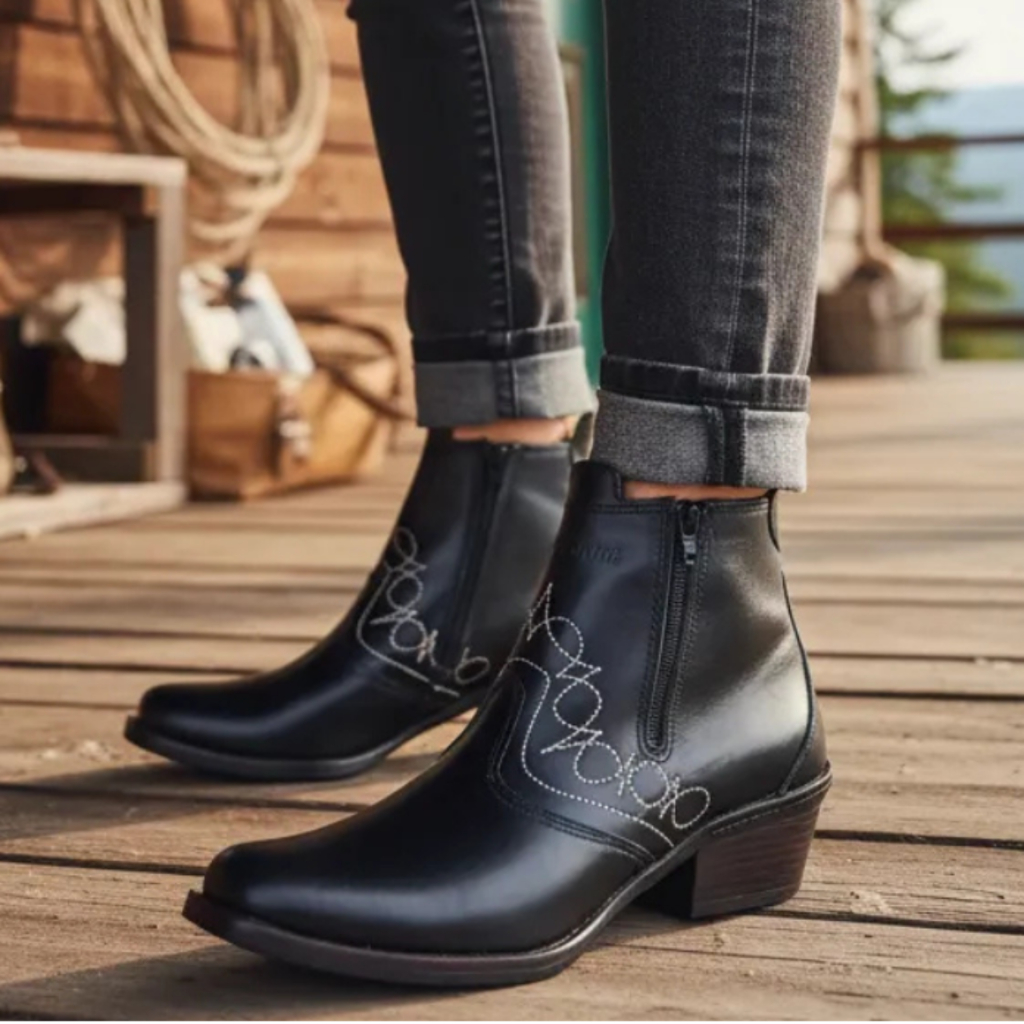 Bota Em Couro Legitimo Bom Ziper Botinha Feminina Mulher Moça Menina Botina Couro Legitimo 3536 Marca Campolina