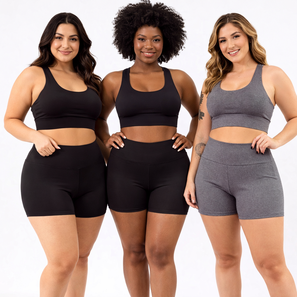 Kit 3 Shorts Suplex Legging Academia Cós Alto Não fica Transparente Treinos Confira