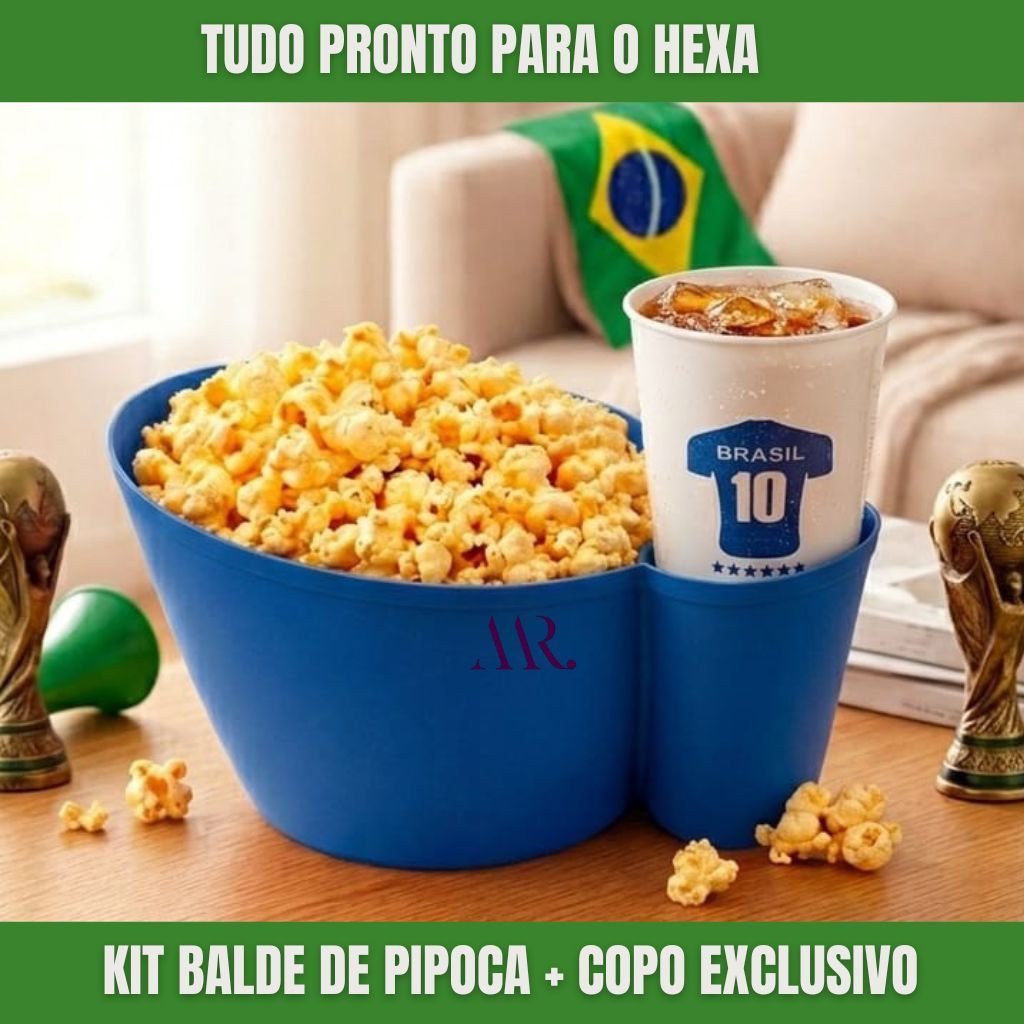 Kit Balde de Pipoca + Copo do Brasil 450ml Temático Jogos Filmes Cinema em Oferta na Shopee