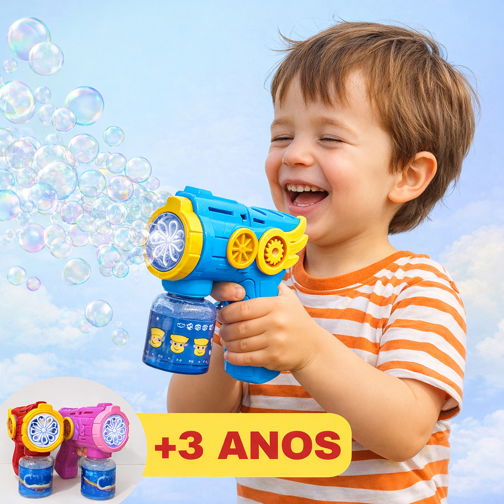 Brinquedos Lança Bolhas  Maquina Automática Colorido Infantil Criança  Rosa Azul E Vermelho com refil em Oferta na Shopee