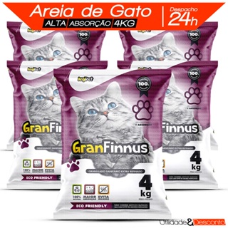 Kit 5 Pacotes Fardo Granfinnus Grãos Finos MimoCat 20KG Areia Higiênica Sanitária de Gato Alta Absorção Forma Torrões em Oferta na Shopee