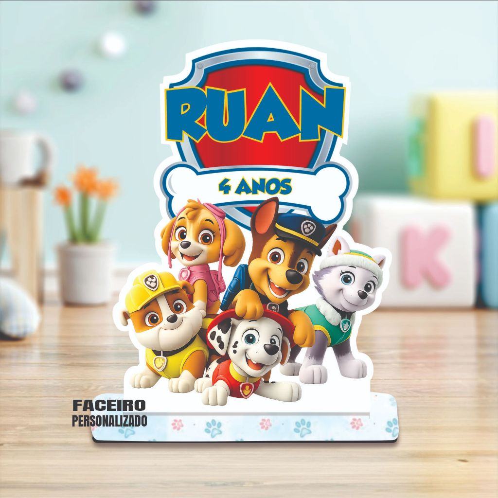 Patrulha Canina em MDF - Centro de mesa em MDF - Lembrancinha patrulha canina - cod03