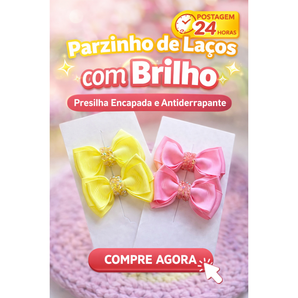 Parzinho Laços para bebes Presilha Encapada Antiderrapante