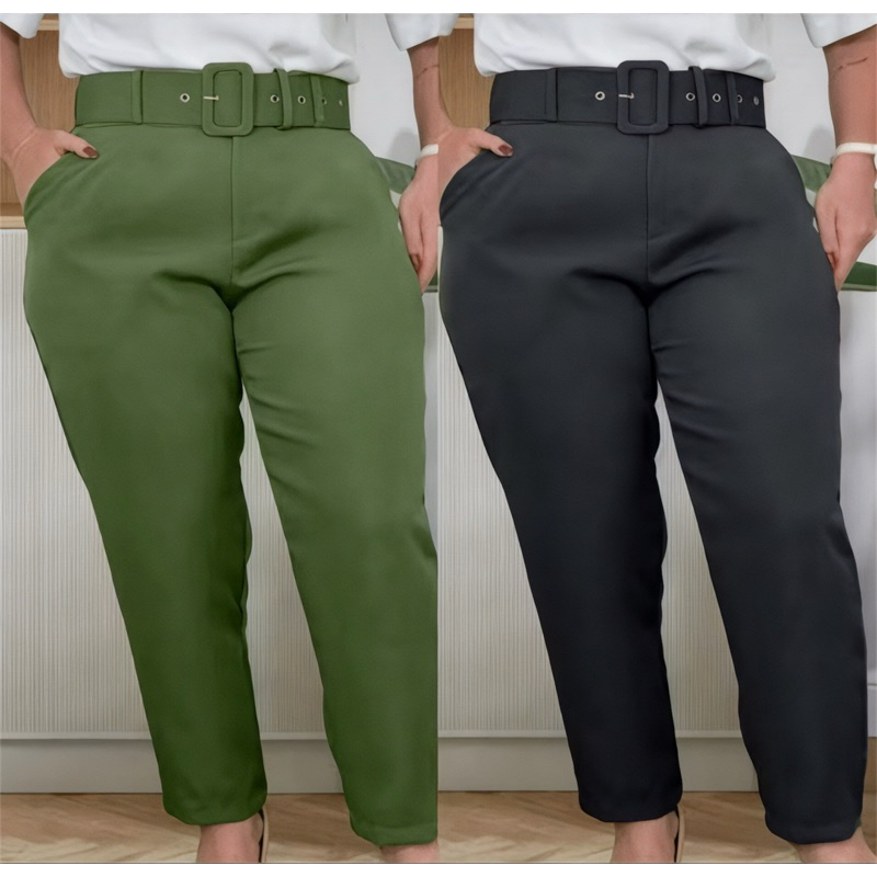 Calça social com cinto no  tecido alfaiataria premium importado acompanha Cinto Removível em Oferta na Shopee