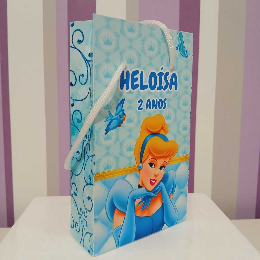 Sacolinha Surpresa Personalizada Cinderela - Lembrancinha Aniversário - Tamanho P - PEGUE E MONTE