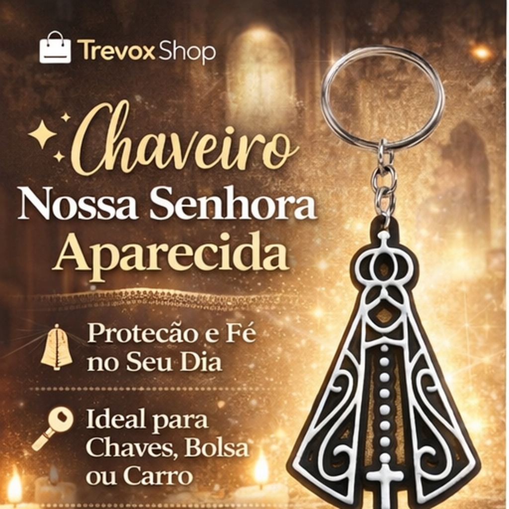 Chaveiro Nossa Senhora Aparecida Religioso Católico Proteção Fé para Chaves Bolsa Carro chaveiro porta chaves