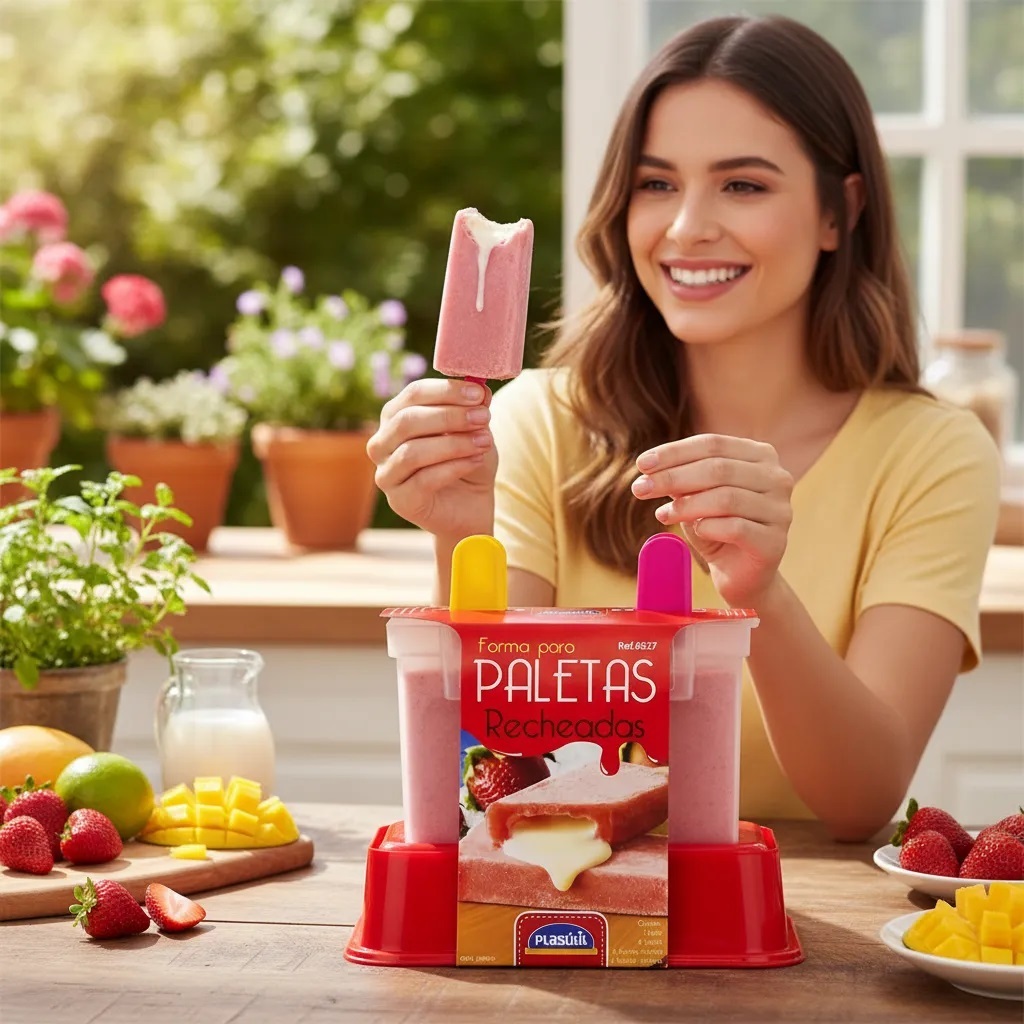 Forma para Picolé tipo Paletas Mexicana Recheadas Bpa Free Plasutil 4 Sorvetes