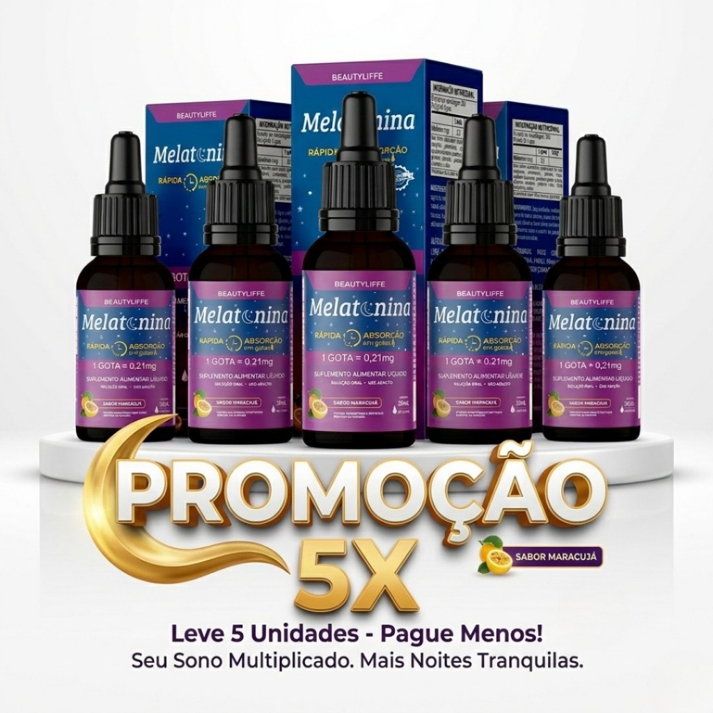 Kit 5 unid. Melatonina BeautyLiffe 30ml em Gotas Rápida