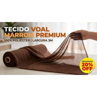 Tecido Voal Marrom 1m x 3,00m de Largura - 100% Poliéster Premium [PROMOÇÃO 20% OFF]