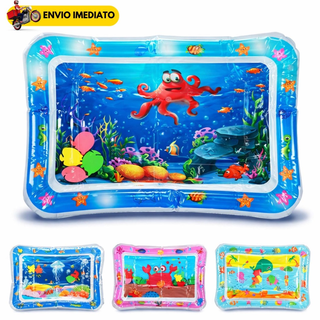 Tapete Infantil de Água para Bebê Inflável Atividades Sensorial Educativo Almofada com Peixinhos Menino e Menina