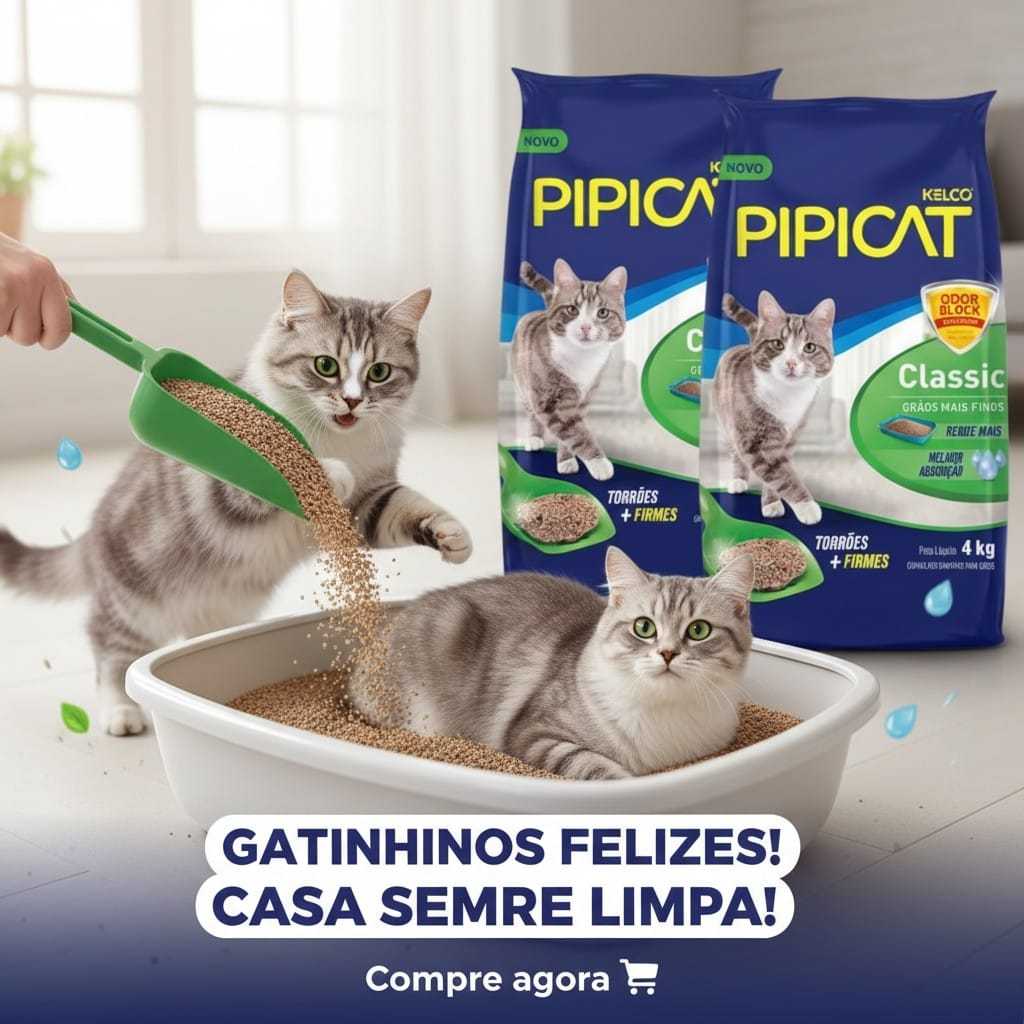 Areia Higiênica Pipicat Classic Grãos Médio Para Gatos 5 uni