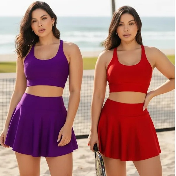 Kit 2 peças Short Saia e Top Nadador Firme