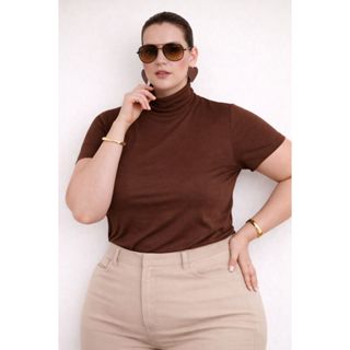 Blusa Social Feminina Gola Alta Manga Curta 3/4 em Oferta na Shopee