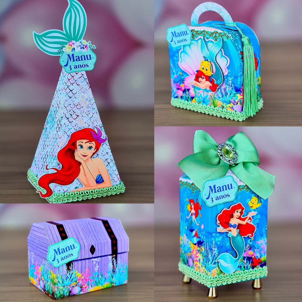 Personalizados Ariel Pequena Sereia Lembrancinha Ariel Aniversário Mesversario Caixinha Caixa Ariel
