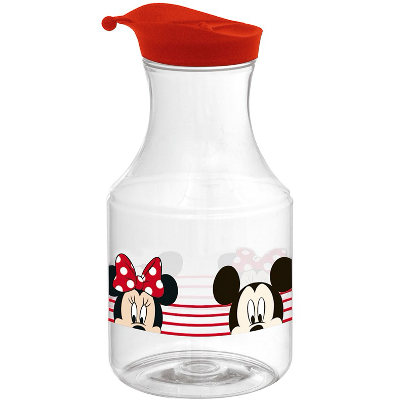 Jarra Garrafa  Mickey e Minnie Mouse PET com Tampa 1,2L