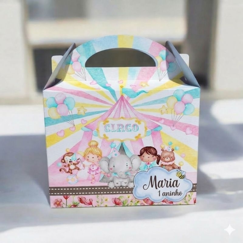 sacolinha personalizada  circo maleta tamanho 18x15x8 Ideais  para lembrancinhas de aniversário