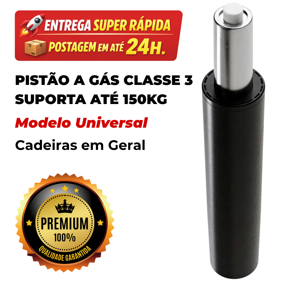 Pistão a Gás Cadeira de Escritório e Gamer Classe 3 Reforçado Universal Até 150kg
