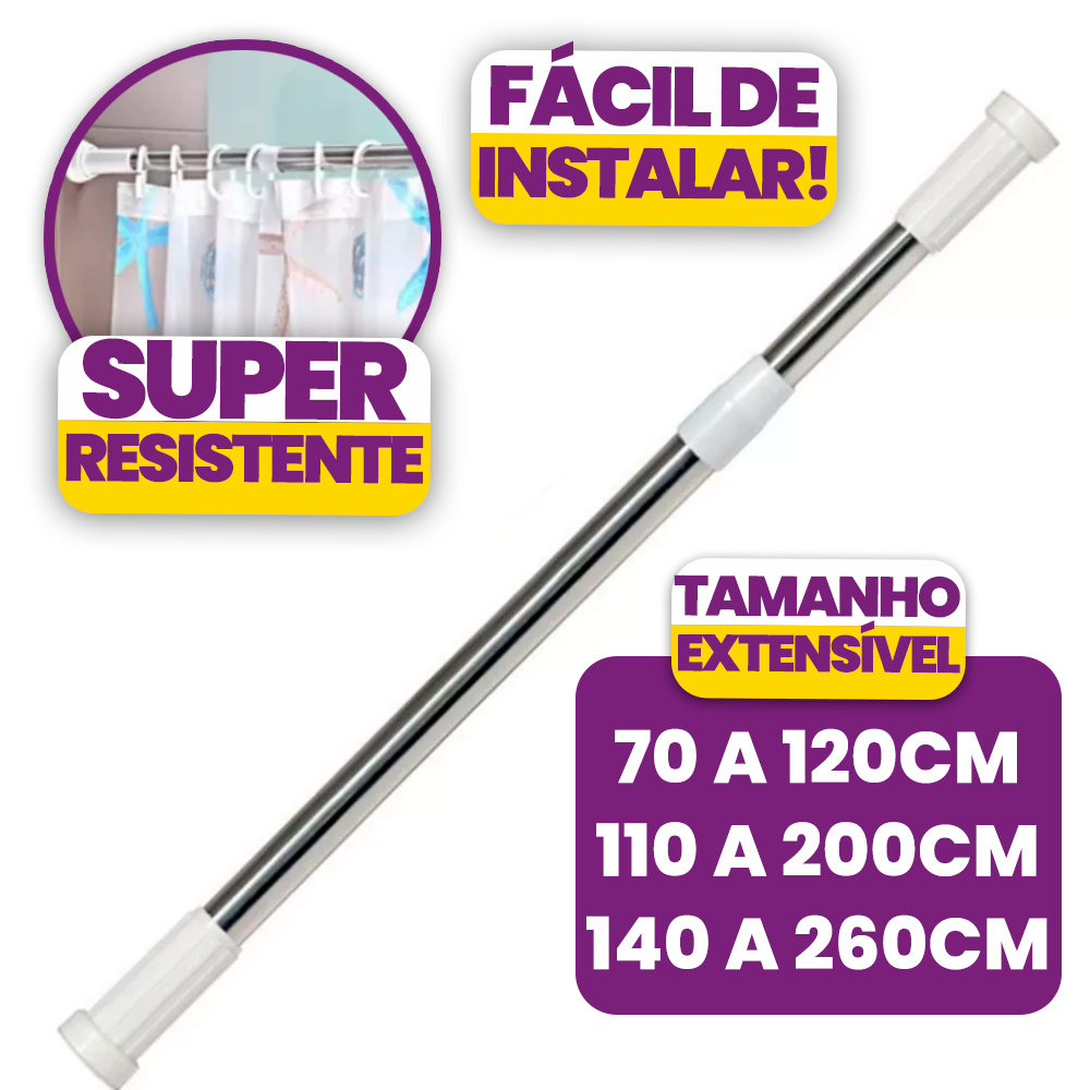 Varão Extensivel Grande Maior Medida Em Inox Resistente Porta Cortina De Box E Banheiro Multiuso em Oferta na Shopee