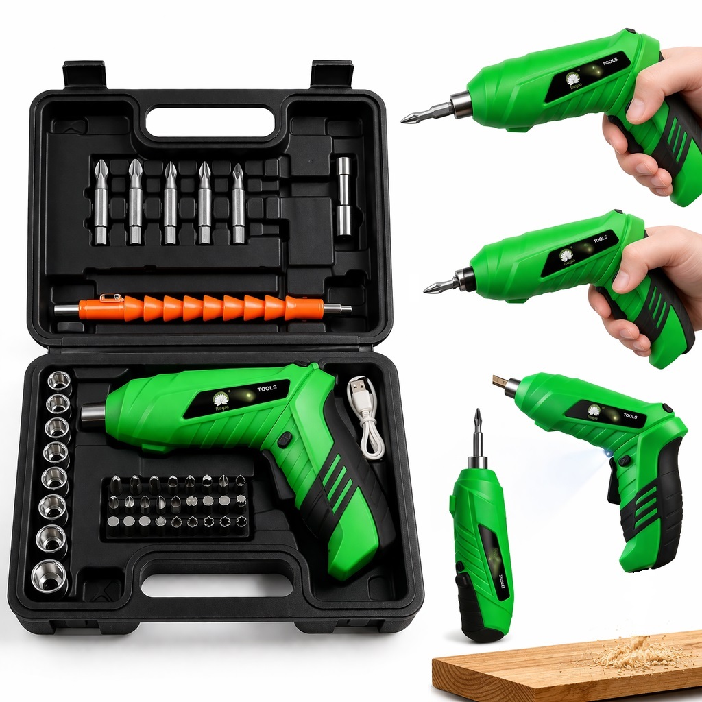 Kit Parafusadeira Doméstica Com Maleta 45 Peças Sem Fio Chaves Fenda Broca Philips Portátil USB